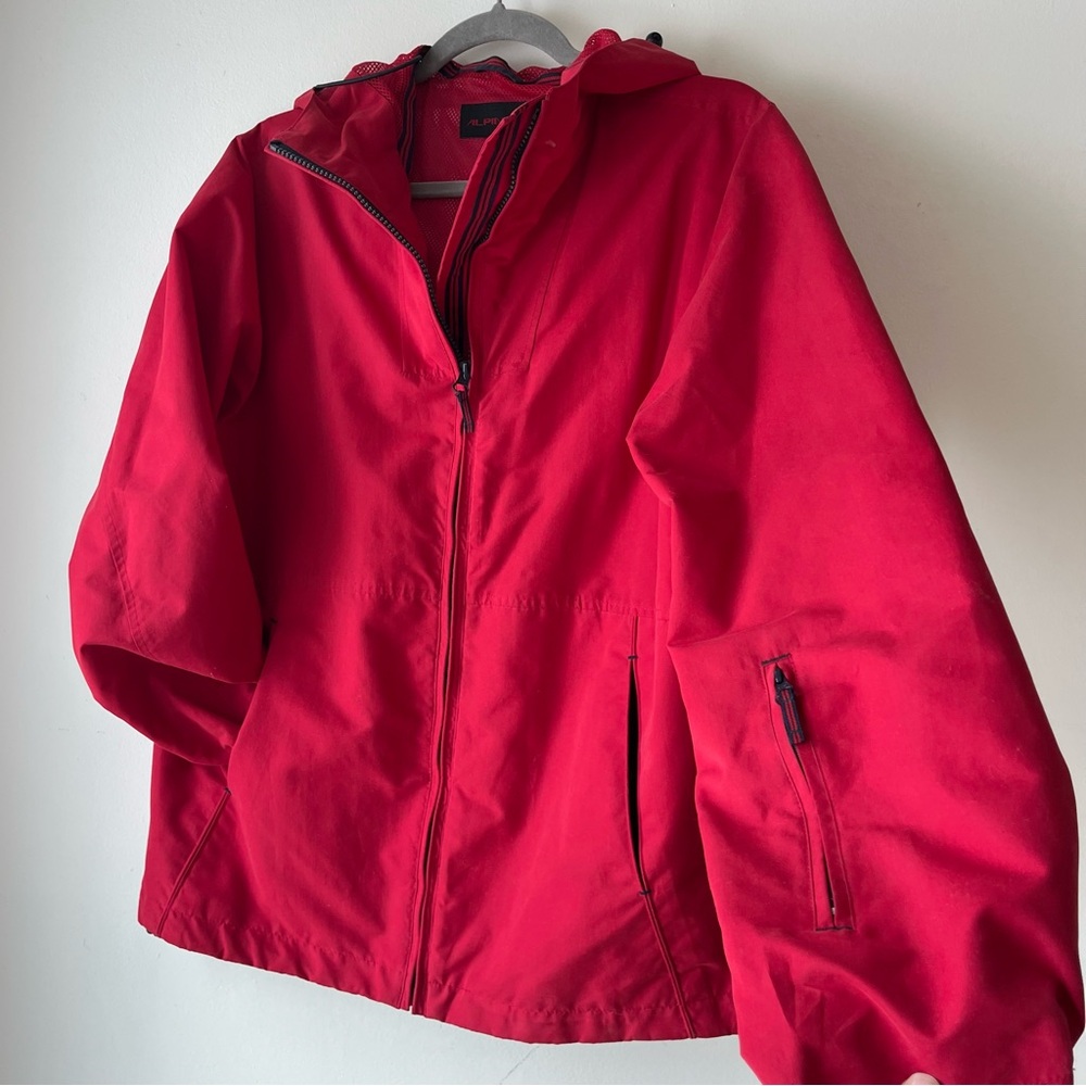 Alpine Tek Red Hooded Windbreaker Jacket Size 12 Lightweight Zip Coat Women’s - Picture 2 of 9